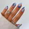 24pcs Short Oval Press on Nails Blue False Nails Sea Wave Fake Nails Stick on Nails Removable Glue-on Acrylic Nail Tips Spring Summer Accessories for Women