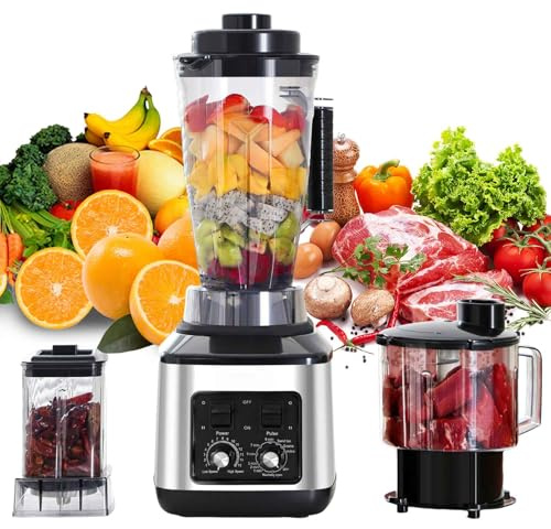 3-EN-1 Blender Mixeur, 9500W Blender Multifonctionnel, 3/1.5/0.5L Mixeur, Blender Smoothie Fruits, Nettoyage Automatique, pour à la Transformation des Aliments