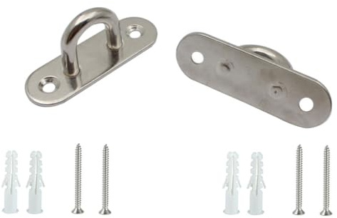 EEYAD Lot de 2 crochets en U à œillet en acier inoxydable avec vis – Crochets de montage mural et de plafond robustes pour attache, voile d'ombrage, yoga, gym, bateau, marine – Matériel d'ancrage