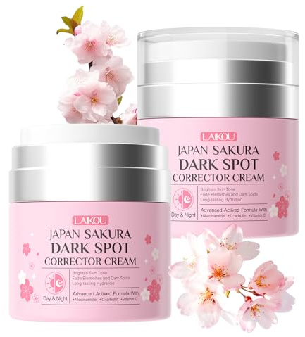 LAIKOU Sakura Crema Antimacchie Viso, Crema Viso Giorno e Notte, Crema Viso Antirughe Donna 2 x 50g, per Idratante Nutriente Ammorbidisce, Adatta a Tutti i Tipi di Pelle