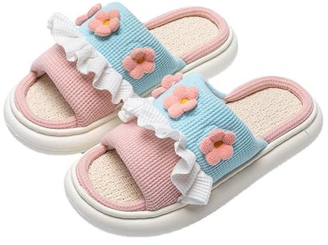 Wäsche Hausschuhe, niedliche bequeme Innenschuhe gleitet atmungsaktive Blumenbaumschuhe Schlafzimmer Hausschuhe für Frau für Home Office und Garten (38/39 für 37-38)