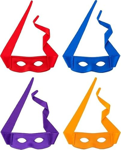AIEDECOPT Halloween Kostüm Augenmasken, 4 Stück Hero Augenmaske Rot Gelb Lila und Blau, Maskerade Augenmasken für Halloween Festival Karneval Kostüm Cosplay Party