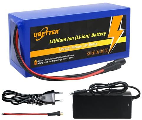 UBETTER Batteria per Bici Elettrica 36V 10Ah Ebike Batteria al litio 36V con BMS, Batteria di Ricambio per Biciclette Elettrica con Caricatore 2A per 0-1000W Bici Elettrica, Scooter, Motore