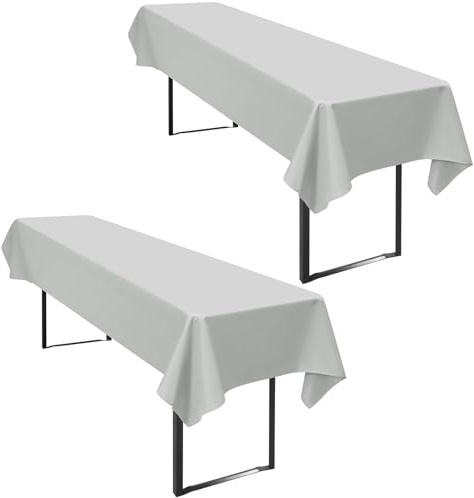2 Stück Tischdecke Bierzeltgarnitur 100 x 250cm Grau Biertischdecke für 50-70 cm Tischbreite, Polyester wasserdichte & Wiederverwendbar Biertisch Tischdecken für Biertischgarnitur