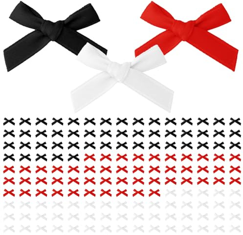 TRKETK 150 Stück Satinbandbögen 3.5x3,5 cm, Mini Satinband Schleifen Kleine Schleifen Deko Hochzeit Geschenkschleifen für Handwerksnähung Scrapbooking Hochzeitdekorationen (Mehrfarbig)
