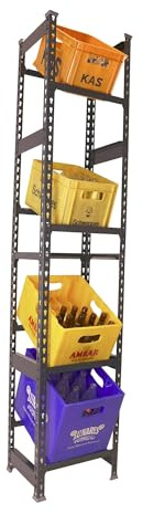 Simon Rack Getränkekistenregal für 4 Kisten, 2000X400X300 mm, Anthrazit, Freistehendes Metallregal für Wasserkisten, Bierkisten oder Getränkekisten, Für Küche, Garage oder Keller