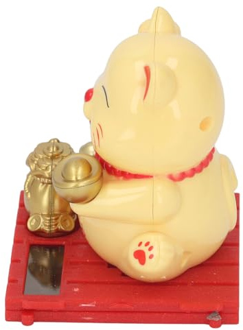 ZJchao Figurine de Chat Agitant à énergie Solaire, Décoration de Chat Chinois Porte-Bonheur pour Bureau, Voiture, Entrée d'affaires, Décoration de Réception, Jolie Statue de Mouvement pour S (Yellow)