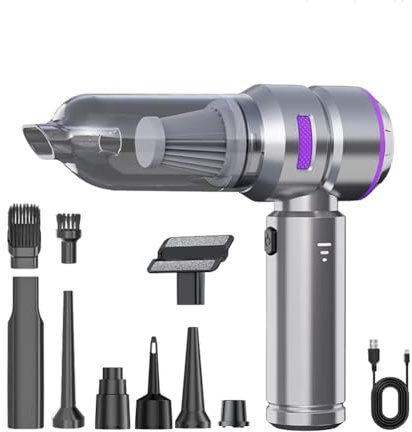 Hipzeepo Aspirateur de Voiture Portable Haute Puissance à Main avec Moteur sans Balais, d'air pour Appareil Électroménager, Argent