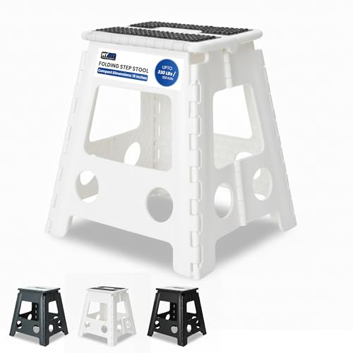 MY DIY Folding Step Stool 15 Inch (39cm) Lightweight Heavy Duty Strong Plastic Stool For Kids & Adults With Easy Carry Handle 150KG Weight Capacity Portable Footstool