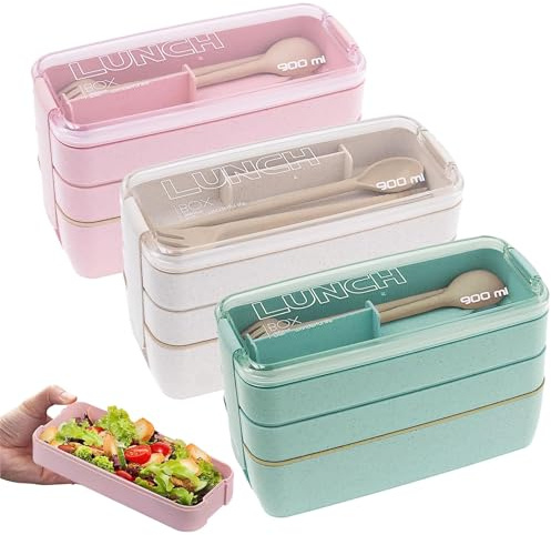 LYCN 3 Pack Lunch Box Bento Box Set, Stackable