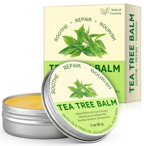 Tea Tree Oil Balm for Cracked Heels – Natural Foot Balm for Very Dry Feet, Moisturizer for Rough Skin & Calluses, Soothing Tea Tree Oil Formula for Men Women (1 Pack)