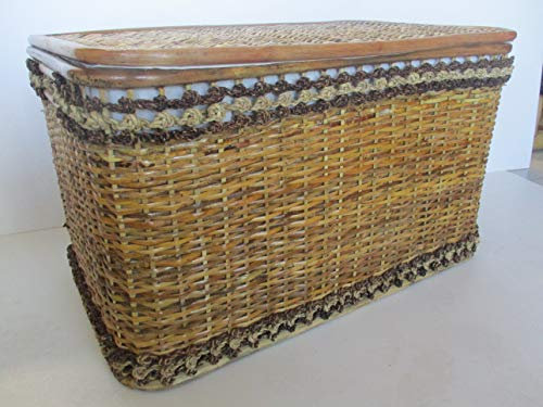 fantasie d oriente Portabiancheria in Vimini con Coperchio e Fodera in Cotone Rimovibile – Cesto Portaoggetti Grande 84x51x52 cm – Contenitore Lavanderia, Camera da Letto, Bagno