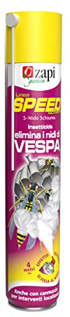 Zapi Garden | Speed Schiuma Vespe - Insetticida Schiumogeno Contro Nidi di Vespe, Schiuma Spray Vespe Lunga Gittata, Insetticida Vespe, Schiuma Spray Anti Vespe, Anti Vespe Esterno, 750ml
