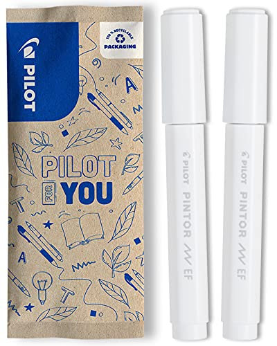 PILOT PINTOR Kreativmarker – 2 Stück in EF – Farbe Weiß – Farbmarker-Stifte für DIY-Projekte, für fast alle Oberflächen, schnell trocknend und gut deckend