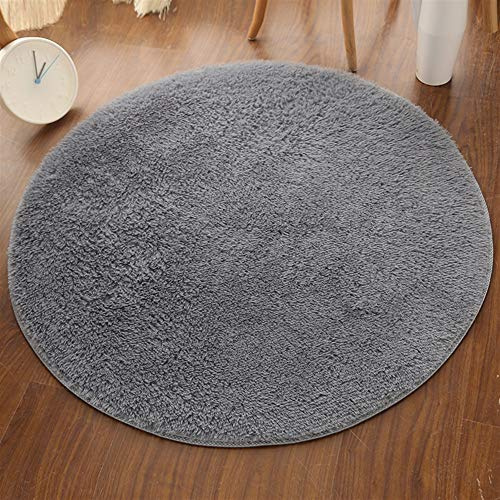 Insun Einfarbig Shaggy Teppich Hochflor Runden Teppiche Modern für Wohnzimmer Schlafzimmer Grau 60cm Durchmesser