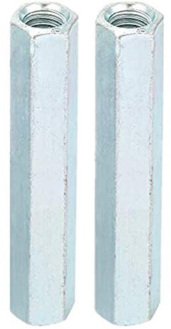 Broco M8 66 Long Rod Nut Hex Coupling, 2pcs Carbon Steel Hexagonal Sleeve Nut Standoff Threaded Fasteners