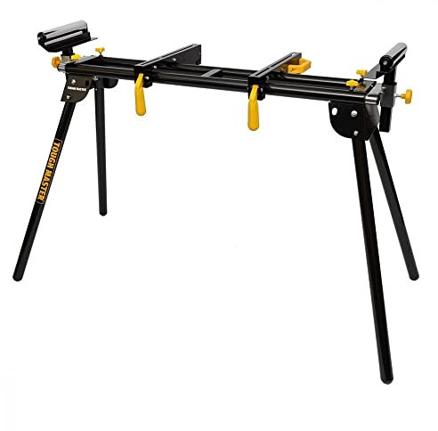 TOUGH MASTER Mitre Saw Stand, Universal Compact Folding Stand with Extending Adjustable Support Arms, Quick Release Clamps,DIY Strong Heavy Duty Stand, Black/Yellow