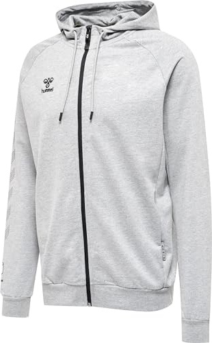 hummel Unisex Hmlmove Grid Cotton Zip Hoodie Hooded Sweatshirt, Grey Melange, L EU