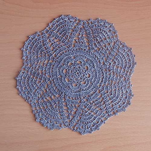 Napperon au Crochet gris argenté, décoration ronde de Noël flocon de neige, petit dessus de table en dentelle Vintage, 18 cm