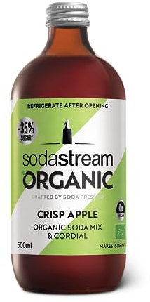 SodaStream Flavours Organic Apple Drink Mix, Fizzy Drink Maker Concentrate, Aspartame Free SodaStream Syrup, Vegan Appleade Sparkling Water Flavouring, Low Sugar Fizzy Apple - 1x 500ml Bottle