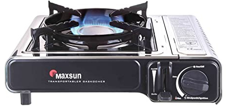 Maxsun | MaXimum Edelstahl Premium Gaskocher Set | tragbarer Campingkocher | Gaskartuschen Kocher (Kocher ohne Kartuschen)