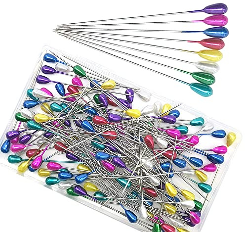 Ruidee 150 Stück Mehrfarbige Nähnadeln Gerade Quilting Pins Perlen Nadeln Edelstahl Stecknadeln für Bastelprojekte Schneiderei Patchwork Floristik und Dekoration(DZGC/55mm)
