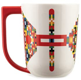 Alessi Holyhedrics ESA09 1 - Designbecher mit Ausgewogenen Abmessungen, aus Porzellan, Verziert mit Handaufgebrachtem Aufkleber und Gezogenem Griff, Fassungsvermögen 40 cl, Talla unica