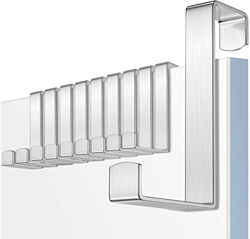 MOSUO Gancio per Porta, 10 Pezzi Porta Asciugamani Acciaio Inossidabile Porta Appendiabiti, Ganci Appendiabiti Per Camera Da Letto, Bagno, Cucina, Armadietto, Argento