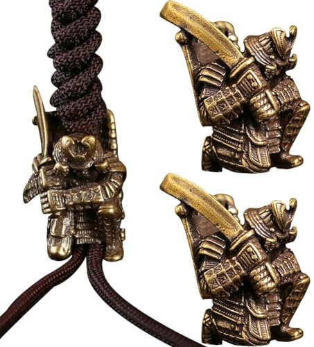 2 Pcs Messing Antikes Japanisches Breitschwert Samurai Lanyard Bead Paracord Beads Schlüsselbundwerkzeug DIY Halskette Rucksack Anhänger Zubehör