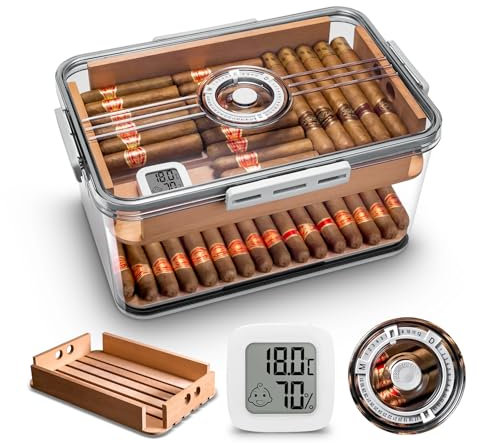CIGARLOONG Cigar Humidor Large Accommodate 100 Cigars with Hygrometer and Cedar Wood Shelves