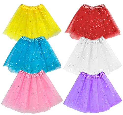 Lovesmile 6 Pezzi Gonne Tulle Bambina, 6 Colori Tutu Bambina, Gonna Tulle, Mini Tutu Adatto per 2-8 Anni Ragazza Feste Compleanno Carnevali Natale Halloween Lezioni Ballo
