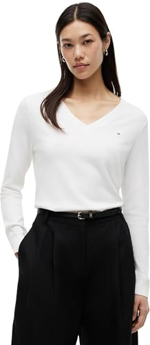 Tommy Hilfiger Jersey Mujer Co Jersey Stitch Sweater con Cuello de Pico