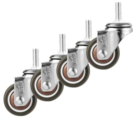 Möbelrollen 4 Stück, Lenkrollen Schwerlastrollen, Geräuscharme Gummiräder, Schwenkrollen Mit Bremse/ohne Bremse, Ersatz Rollen Für Möbel, Transportrollen Möbel,4Nobrakes-25mm/M6