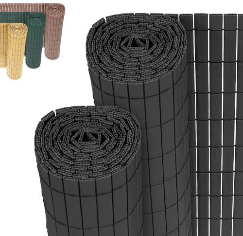 Jopassy PVC Sichtschutzmatte,Anthrazit W-Rippenverstärkungen Sichtschutzzaun,UV-beständig, schimmelfrei und pflegeleicht,Verstärkt Starke Privatsphäre für Garten Balkon Terrasse(1.6 * 3M)