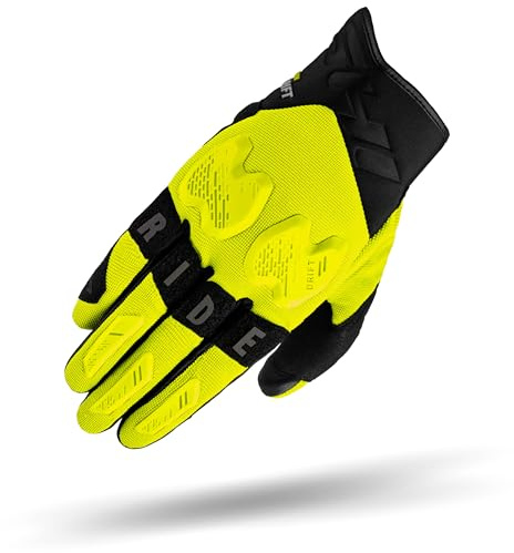 SHIMA DRIFT GLV Motorrad Handschuhe Herren Leder Kurze Sommer Motorradhandschuhe Schutz Touchscreen Stadt Lederhandschuhe Motorcycle Belüftet Verstärkt Perforiertes Leicht (Männer, Fluo, XL)