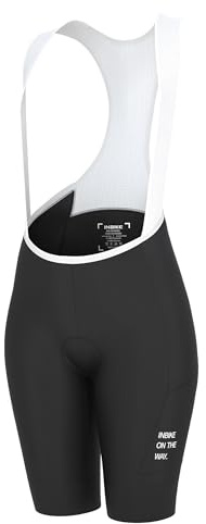 INBIKE Salopette Ciclismo Donna Imbottitura 3D Pantaloncini Bici con Bretelle Pantaloncini Ciclista MTB Asciugatura Rapida Traspirante(Nero,S)
