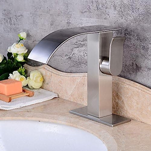 TAYEEU Badezimmerarmaturen, Waschbecken-Wasserhahn, EuropUPC Waschbecken-Wasserhahn, Retro-gebürsteter Warm- und Kaltwasserhahn, Badezimmer-Kupfer-Wasserhahn,Spültischmischer