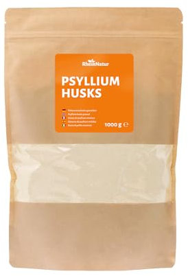 RheinNatur Flohsamenschalen 1 kg - Fein gemahlenes Pulver - Reich an Ballaststoffen, ideal zum Backen - 1000 g Beutel