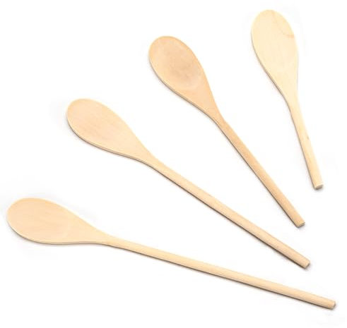 Juego de 4 Cucharas de Madera de Haya Natural, Cucharas Pequeñas para Café, Postres, Miel, Azúcar o Sal – Ideales para Té de la Tarde y Cocina Diaria