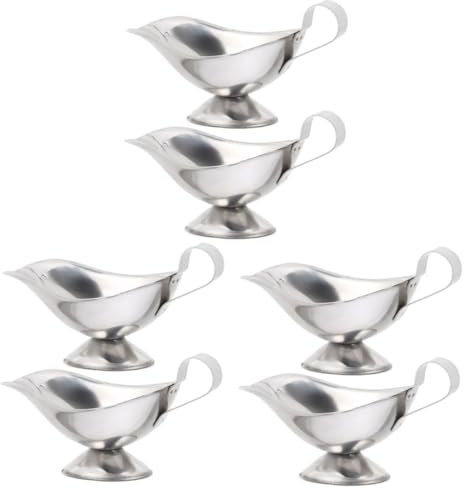 Gatuida 6pcs Gravy Boat Saucer Stainless Steel Sauce Cup Gravy Separator Jug for Family Gatherings