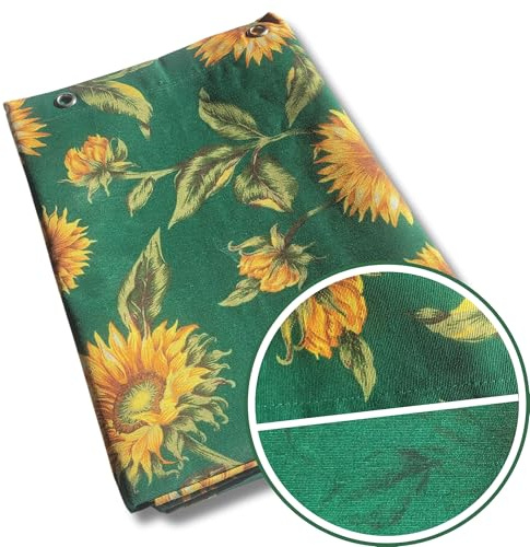SOLOVO Tenda da Sole Tinta Unita Occhielli Frange Girasole Verde 145x350 cm | Con Anelli e Ganci, Resistente e Lavabile, 100% Poliestere Durevole, Tinta Unita