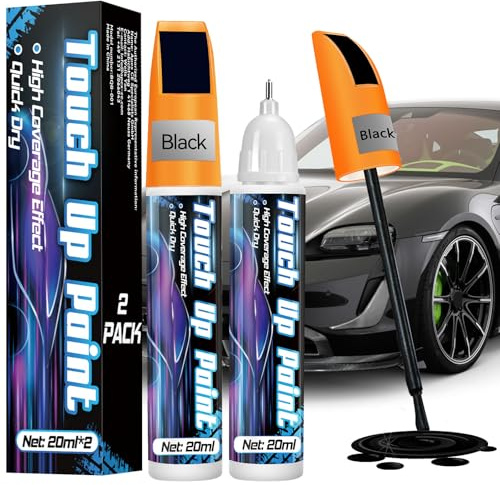 prowithlin Lackstift Auto 2 Stück - Professioneller Lackstift für Auto Kratzer - Schnelltrocknend und Präzise Reparatur - Auto Lack Reparatur Stift, 40ml (2 Stück, Schwarz)