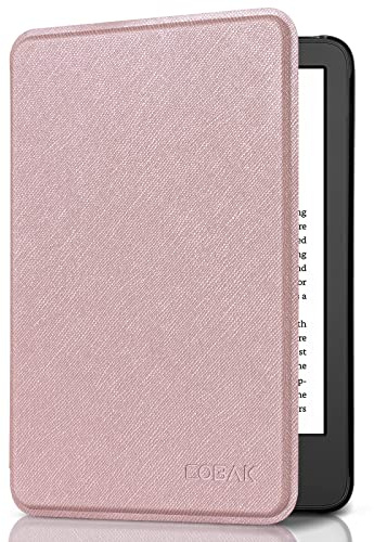 CoBak Case for 6 Inch E-Reader 11th Generation 2024 and 2022, Auto Sleep/Wake, Premium PU Smart Cover for Kindle/Kobo/Boox, Rose Gold