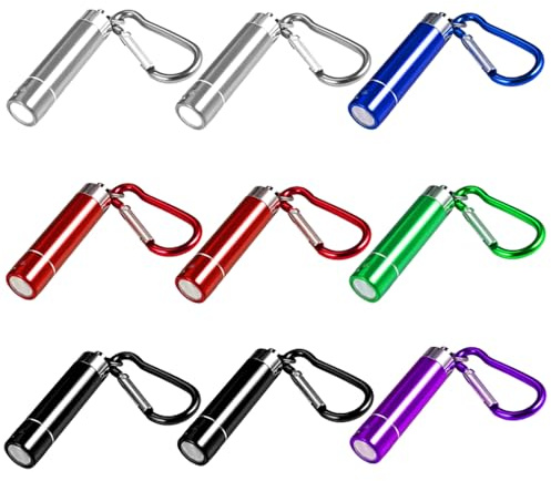 UQTUKO Lot de 9 mini lampes de poche LED pour enfants - Étanche - Petit porte-clés - Lampe à main pour la randonnée, le camping, les urgences