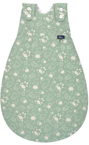 Alvi Baby Mäxchen Außensack Schlafsack Babyschlafsack Baumwolle Jersey Schäfchen grün (74-80)