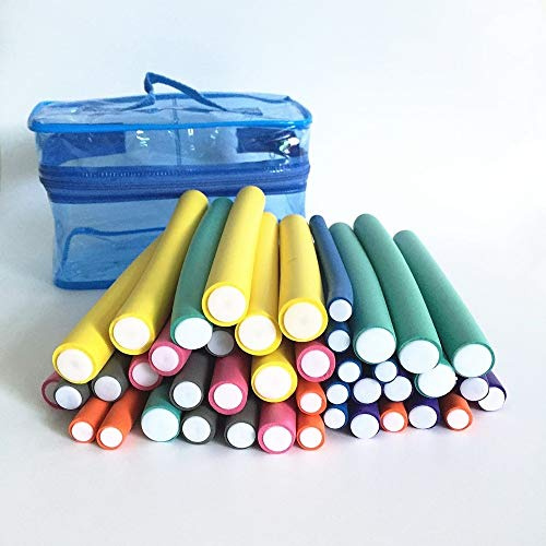 AYXAMO Bigoudis Cheveux,Bigoudis 7 Styles 18cm 42pcs Curling Cheveux Flexi Rods en Plastique Magique bigoudis DIY Outils Curl Cheveux Longs