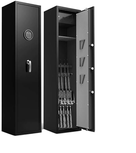 Gun Safe for Rifles and Pistols Fingerprint All Steel Gun Safe Solid Bolt Lock Pistol Safes for Handgun with Smart Alarm Function Can Store 5 Guns