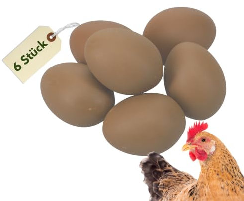 6X Legeeier Kunsteier Nesteier für Hühner Gipseier Bruteier Fasanen Enten Künstliche Eier Hühnereier Braun
