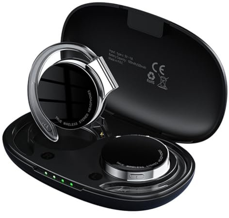 Qichill Écouteurs intra-auriculaires sans fil, batterie longue durée, Bluetooth 5.2, crochet d'oreille ouvert, stéréo sans fil, jamais lâcher HiFi