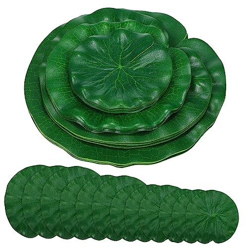 OUNONA Eva Material Leaves 16 Pack Floating Pond Decor Artificial Aquarium Plants for Water Features